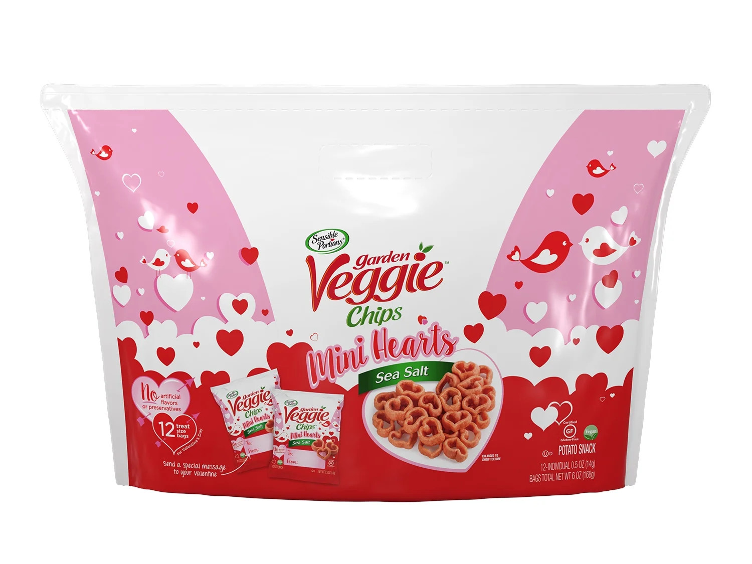 Sensible Portions Garden Veggie Valentines Mini Hearts Snack Chips, Sea Salt, 0.5 oz (12 Count) | Walmart (US)