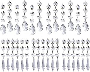 60 PCS Clear Acrylic Crystal Beads for Christmas Ornaments Tree Decorations Garland Chandelier Ha... | Amazon (US)