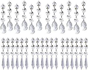 60 PCS Clear Acrylic Crystal Beads for Christmas Ornaments Tree Decorations Garland Chandelier Ha... | Amazon (US)