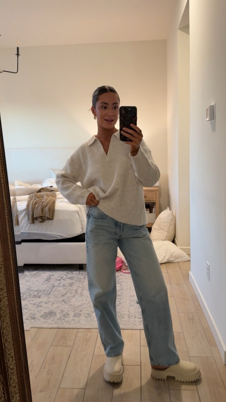 Outfit from our family photos! Sweater is a size large and sized down to a 2 in jeans (still semi-baggy).

#LTKmomlife #LTKFindsUnder50