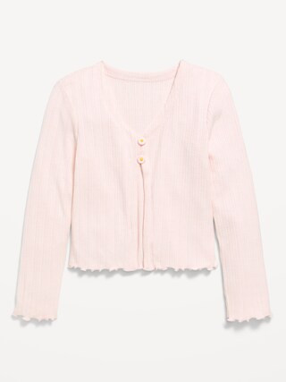 Pointelle-Knit V-Neck Cardigan for Girls | Old Navy (US)