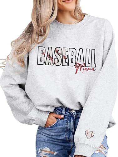 Nani Baseball Mama Embroidered Sweatshirt, Baseball Mama Sweatshirt For Mom Gameday Mother's Day Christmas Sports Grey L | Amazon (US)