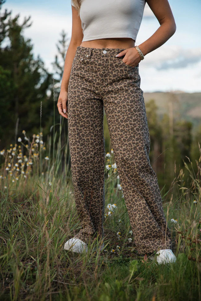 Wild Things Leopard Wide Leg Pants | Pink Lily