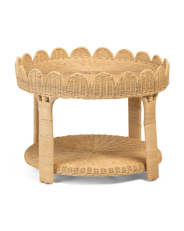 28in Dion Scallop Round Rattan Table | TJ Maxx