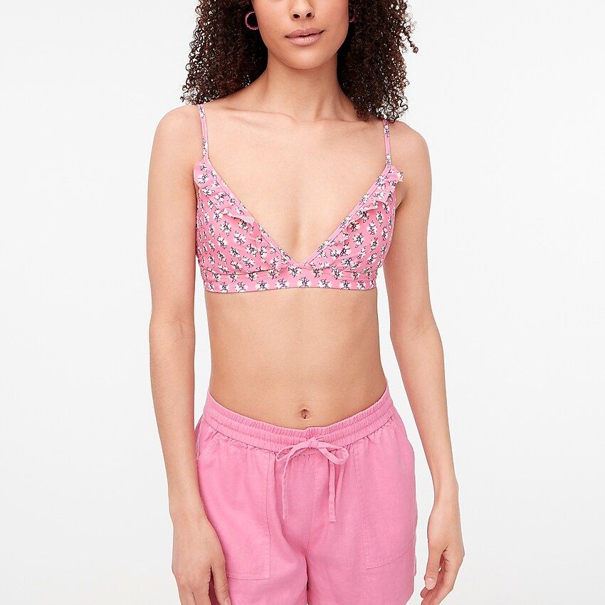 Printed french bikini top with ruffles | J.Crew Factory