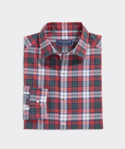 Cotton-Cashmere Spread Collar Plaid Shirt | vineyard vines