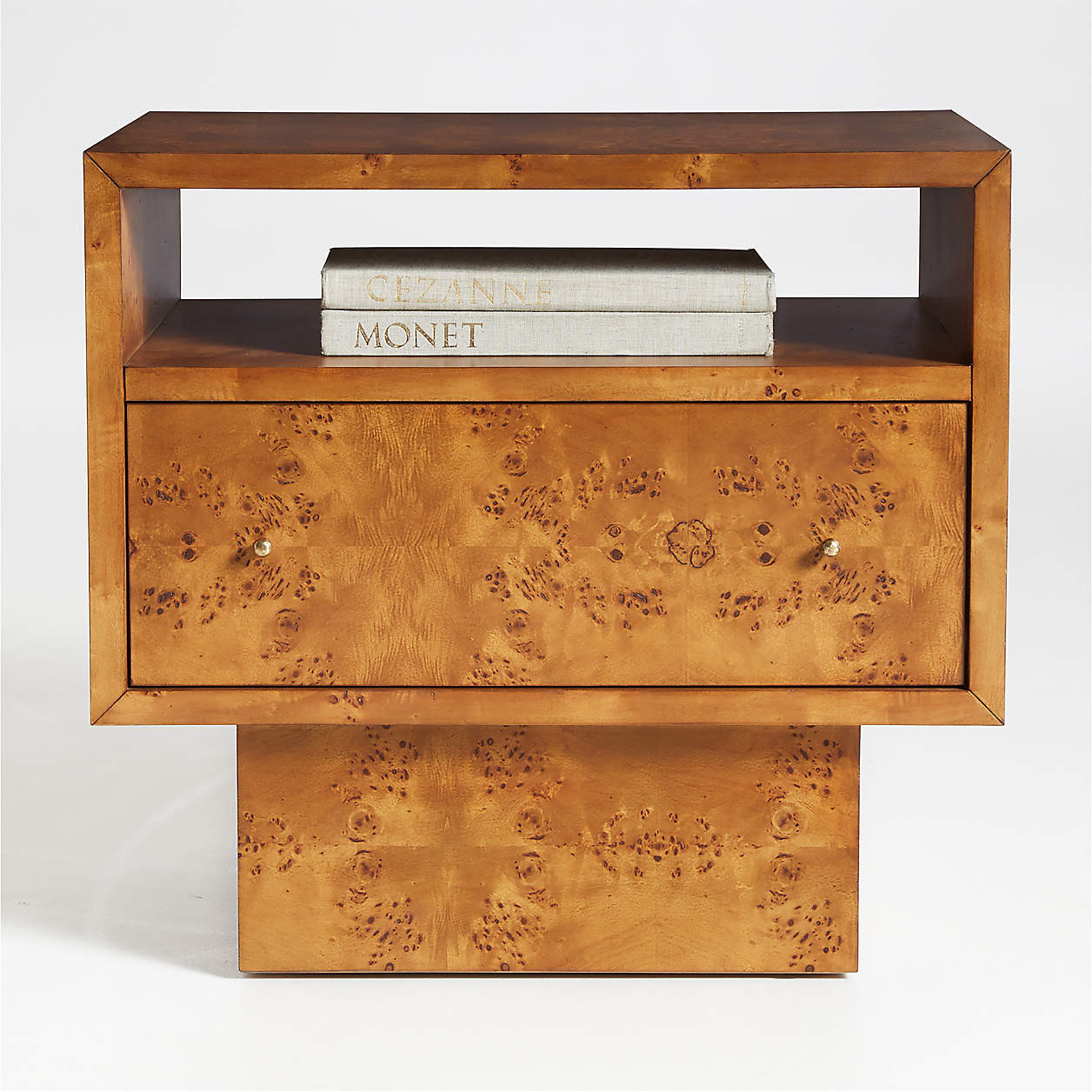 Ambrose 26" Mappa Burl Wood Nightstand + Reviews | Crate & Barrel | Crate & Barrel