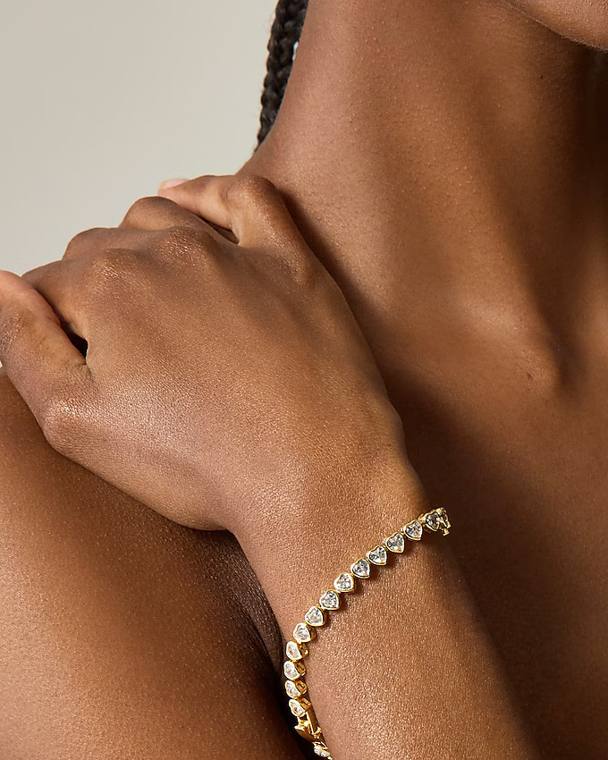 Heart cubic zirconia bezel-set tennis bracelet | J. Crew US