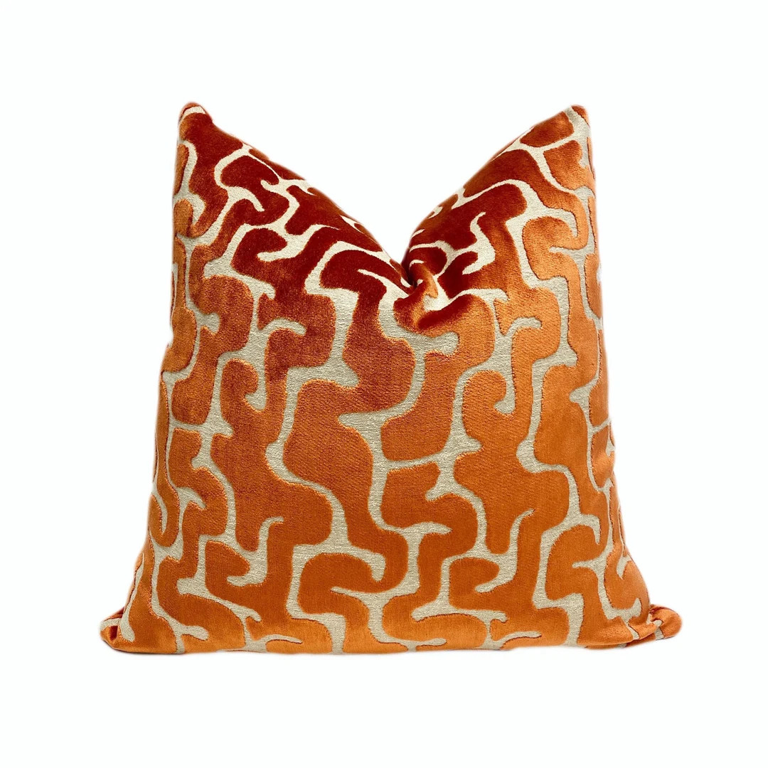Orange Velvet Throw Pillow Cover |  Orange Designer Pillow Cover |  orange Pillow Case | 18x18 Pi... | Etsy (US)