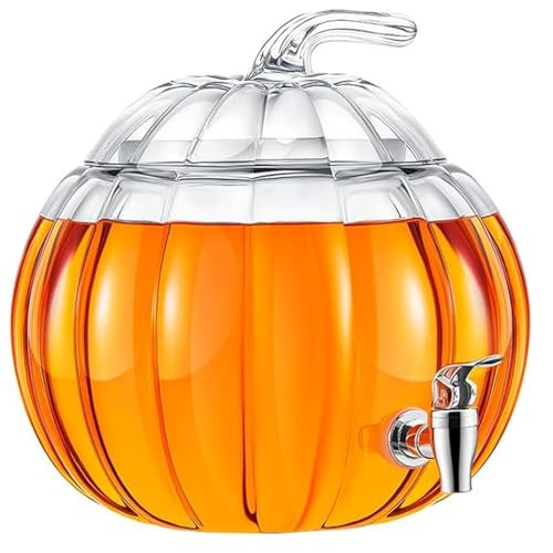 Drink Dispenser Pumpkin Drink Dispenser with Spigot 2 Gallon/8.4L Glass Drink Dispenser with Lid Transparent Beverage Drink Dispensers for Parties, Halloween, Buffet | Amazon (US)