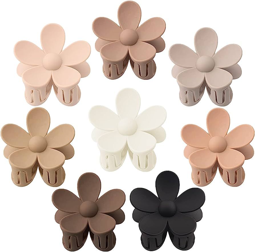 8 Pack Flower Hair Clips Large Hair Claw Clips for Women Thick Hair Matte Large Claw Clips Hair J... | Amazon (US)