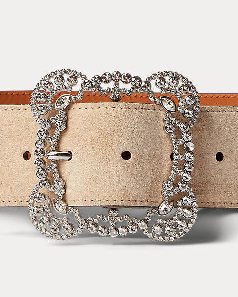 Crystal-Buckle Calf-Suede Belt | Ralph Lauren (UK)