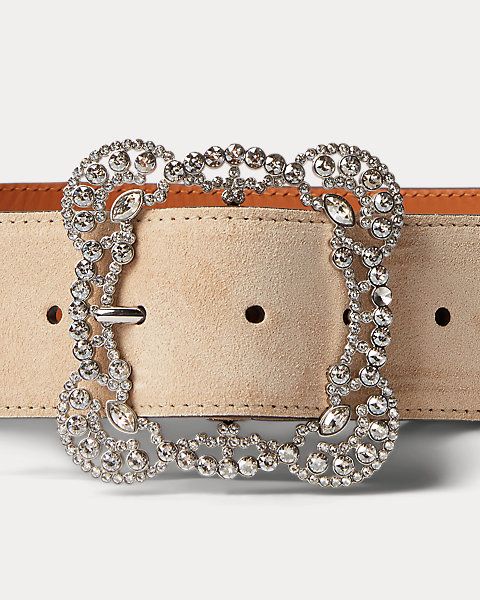 Crystal-Buckle Calf-Suede Belt | Ralph Lauren (UK)
