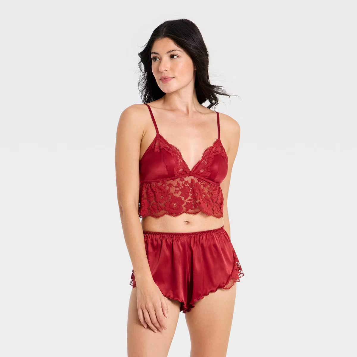Women's Satin & Lace Lingerie Set - Auden™ Red S | Target