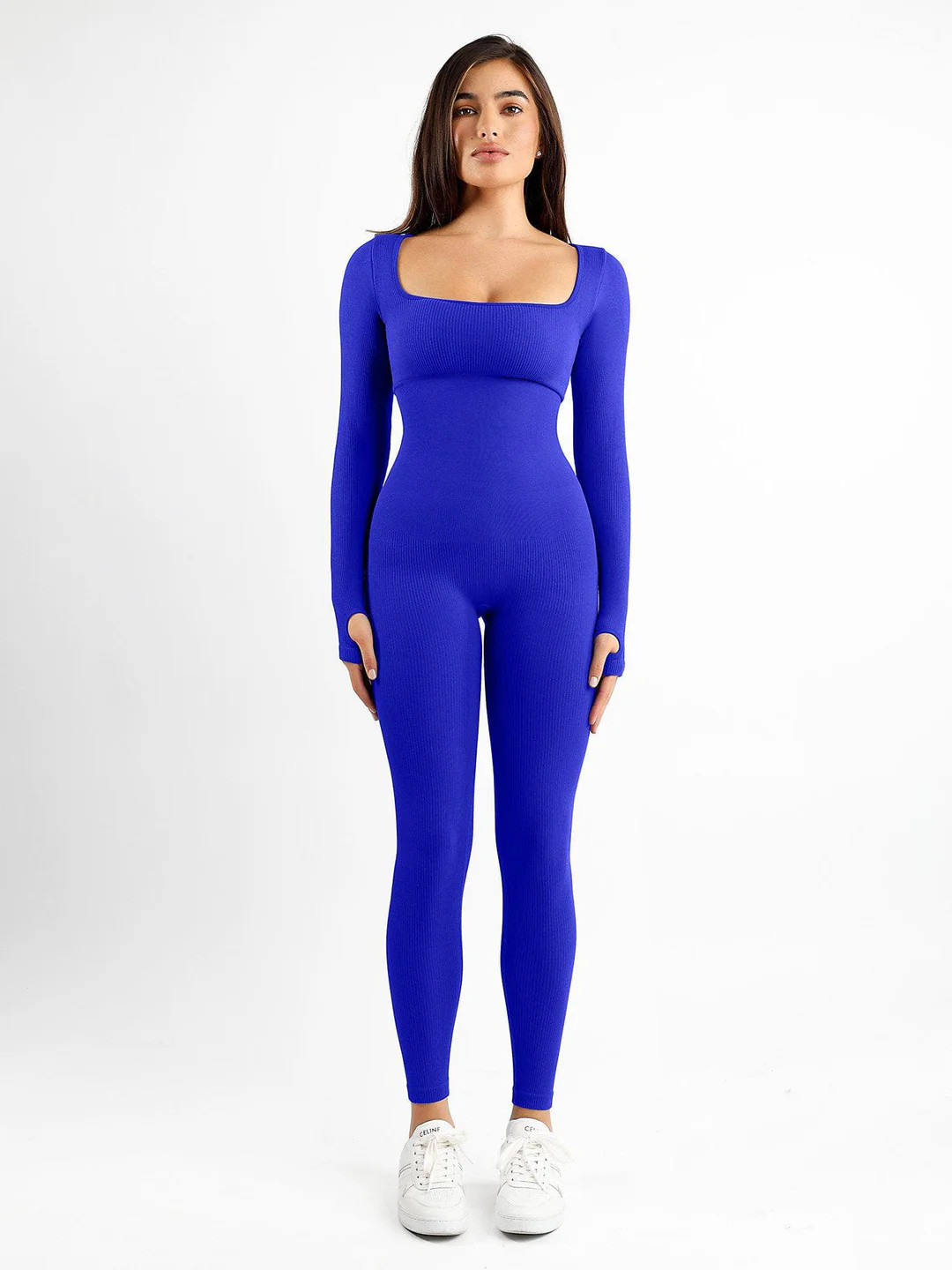Shapewear Seamless Thumb Hole Long Sleeve Jumpsuit | Popilush