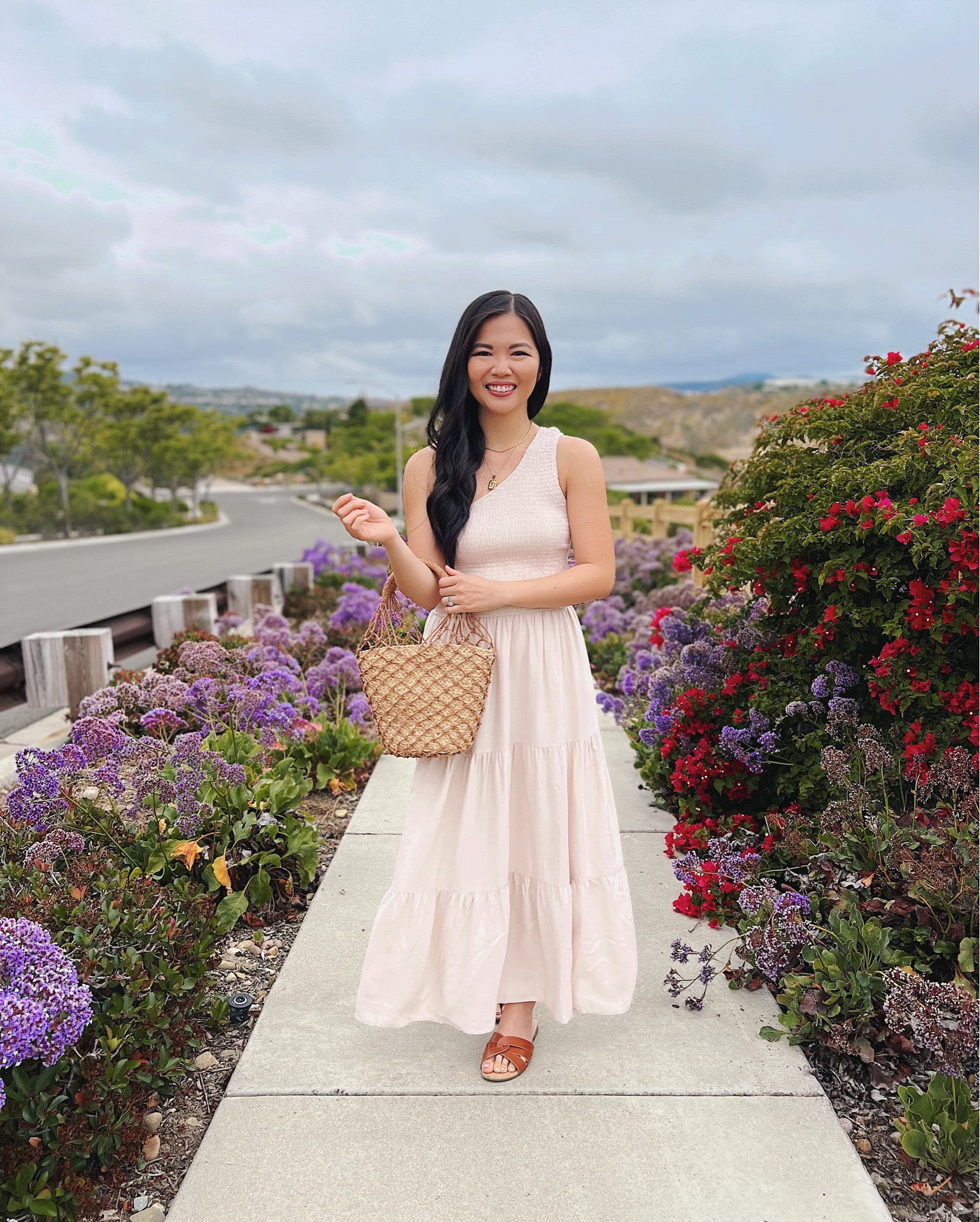 strapless open back dress One Shoulder Chiffon Long Bridesmaid Dress with Slit main image 0