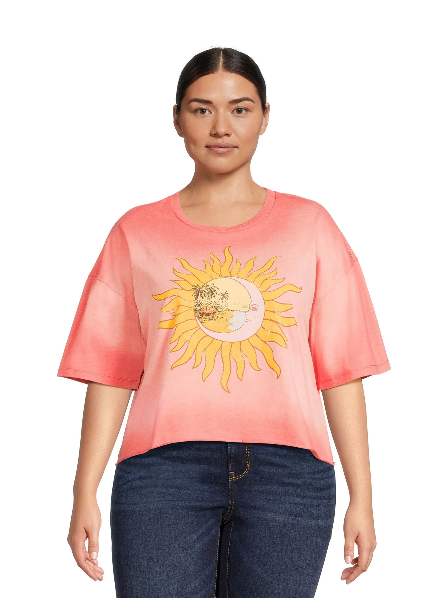 No Boundaries Juniors Plus Size Cropped Graphic Tee with Short Sleeves | Walmart (US)