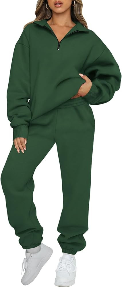 AUTOMET Womens 2 Piece Outfits Long Sleeve Sweatsuits Sets Half Zip Sweatshirts with Joggers Swea... | Amazon (US)