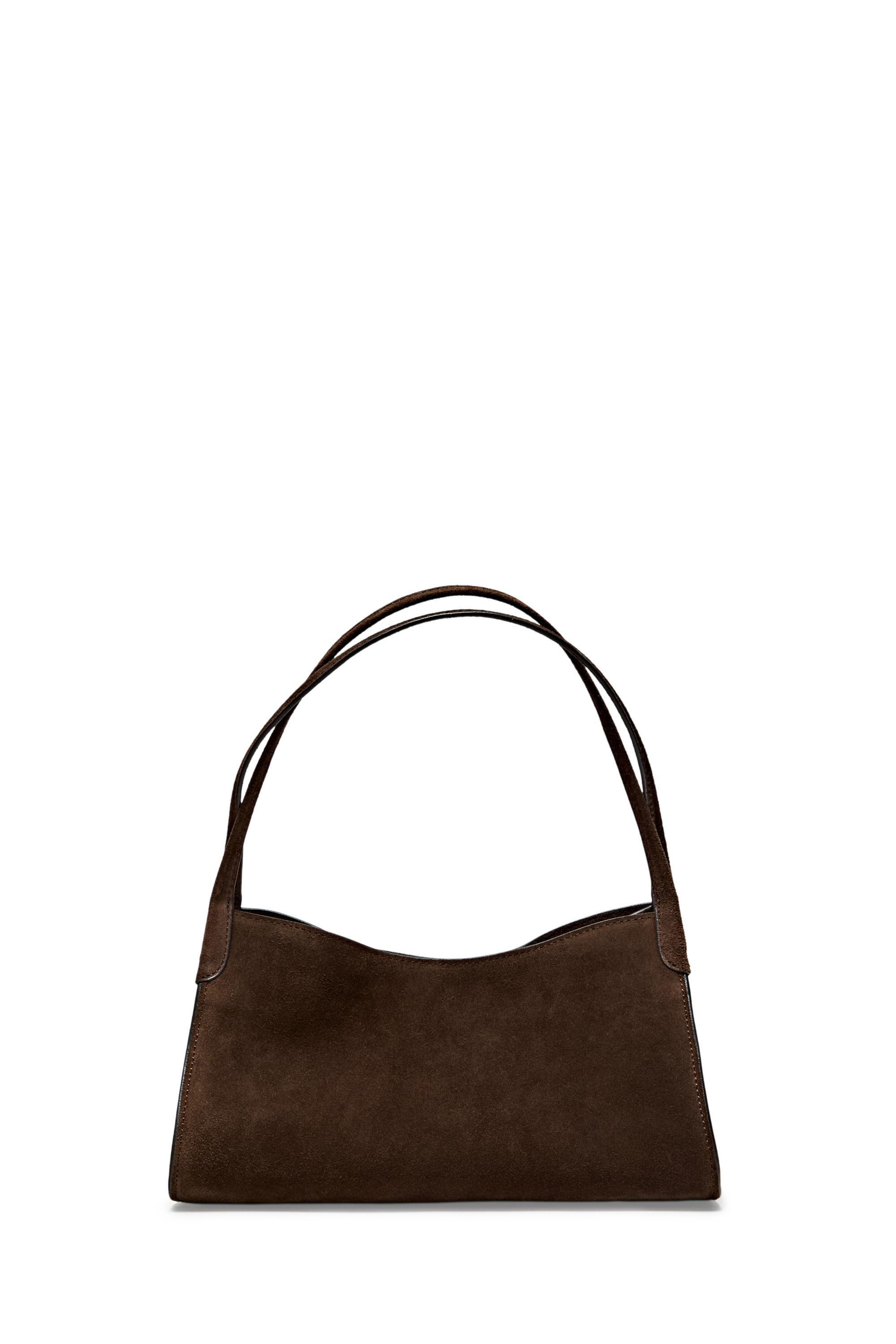 Split suede leather mini satchel bag - MINK | Massimo Dutti UK