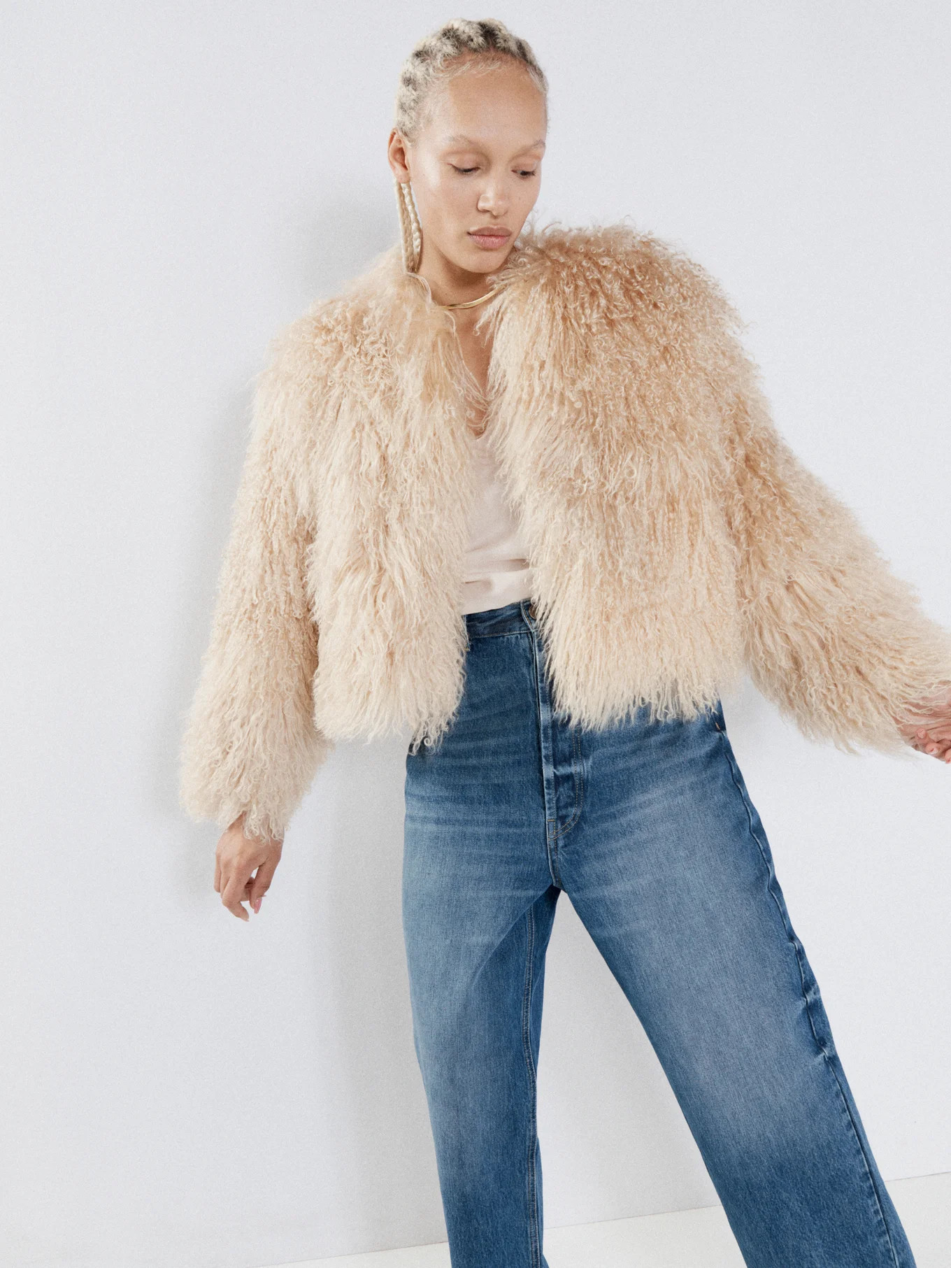 Mongolian shearling cropped jacket | Raey | Matches (UK)