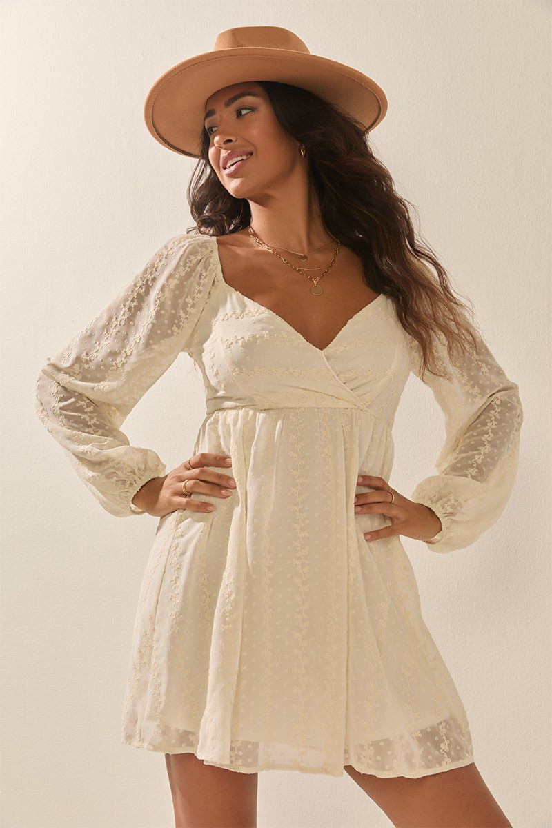 Josephine Embroidered Baby Doll Mini Dress | Francesca's