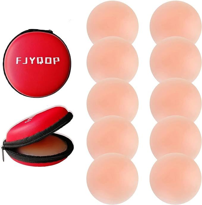 FJYQOP Silicone Nipple Covers - 5 Pairs, Women's Reusable Adhesive Invisible Pasties Nippleless C... | Amazon (US)