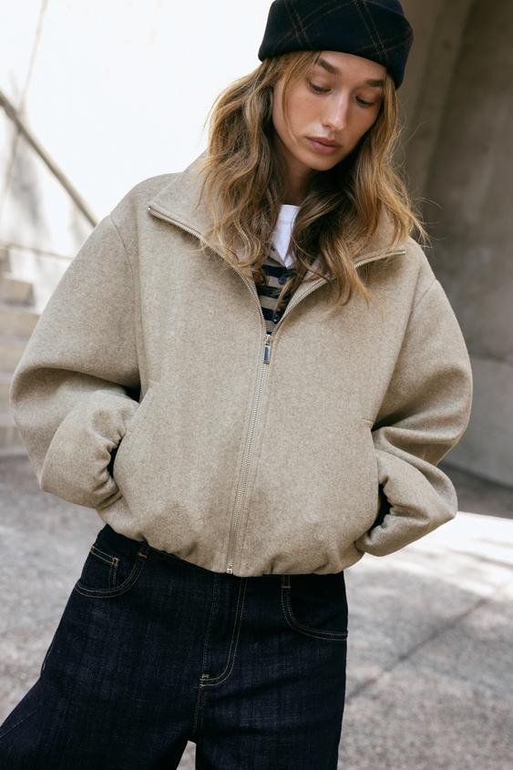 Zara - Soft Bomber Jacket - Beige - Xl - Woman | Zara US