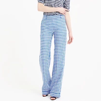 Petite linen pant in gingham | J.Crew US