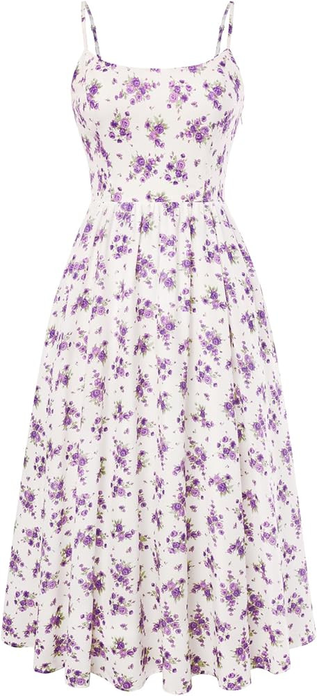 Belle Poque Floral Dress for Women 2026 Summer Sleeveless Midi Sun Dresses A-line Beach Elegant S... | Amazon (US)