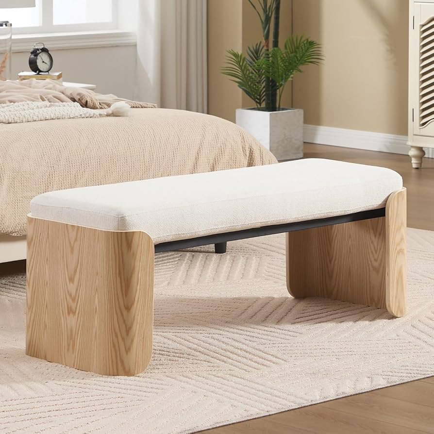 DUOMAY Modern Chenille Bedroom Bench, 49" Wide Long Entryway Bench with Solid Wood Legs Upholster... | Amazon (US)