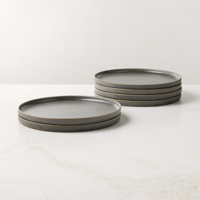 Drift Grey Dinner Plates with Reactive Glaze Set of 6 | CB2