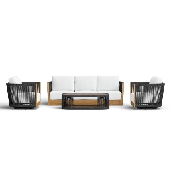 Aniston 4 Piece Sofa Seating Group with Sunbrella Cushions | Wayfair North America