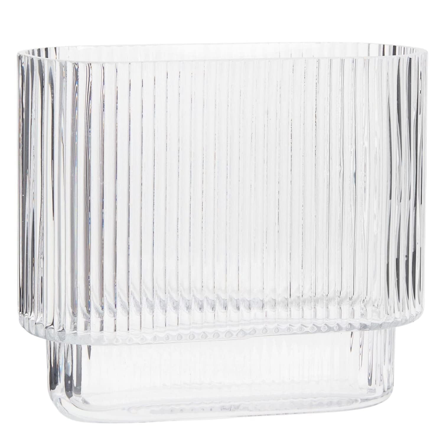 Ribbed Vase, Clear Glass Vase, Flower Vase for Centerpieces, Modern Vase, Fluted Glass Vase, Deco... | Amazon (US)