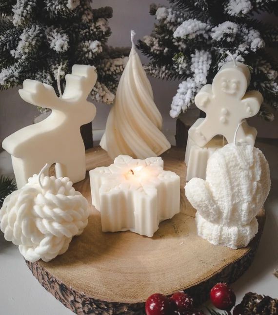 Christmas Soy Wax Candles  Winter Designs  Gift Set  - Etsy | Etsy (US)