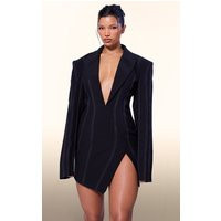 PLT Label Black Asymmetric Oversized Blazer Dress | PrettyLittleThing UK
