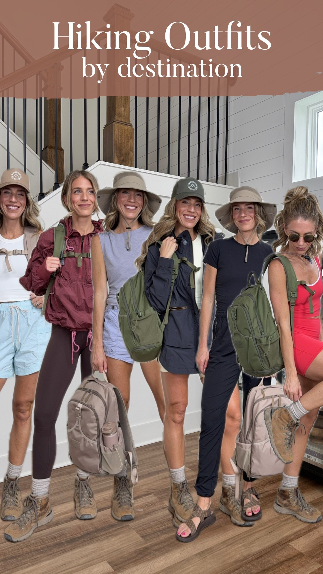 Hiking outfits:
Backpack water resistant, flame retardant and comes with a water bladderr
Size medium in all YPB
size small in all FP movement bottoms and Athleta tops and bottoms
Size small in pullover 
Size 6 in all lululemon tops 
Size m/l in white top 
Size small in rain jacket
Hiking pants come in short and Longs. Wearing mediums in the 31” inseam. 


Hiking gear | activewear | outdoorsy outfits 

#LTKSeasonal #LTKActive