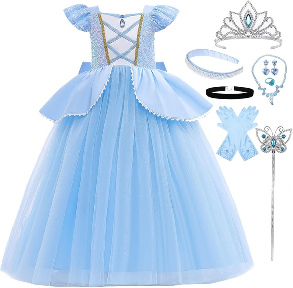 Princess Cinderella Costume for Girls Kids Cosplay Dress Carnival Halloween Party Outfit | Amazon (US)