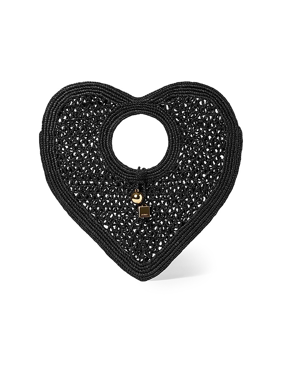 Women's Le Spiaggia Coeur Raffia Clutch - Black | Saks Fifth Avenue