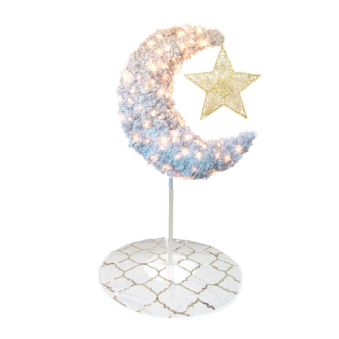 Eid Moon Tree Bundle White With Lights - Star & Skirt Crescent Tree 3D Freestanding Islamic Home ... | Etsy (US)
