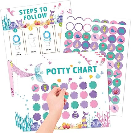 Potty Training Reward Chart, KAMHBE 10 Sheet Potty Training Chart for Toddlers Boys Girls - Merma... | Amazon (UK)