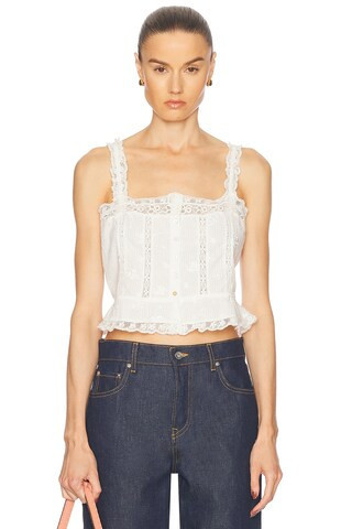 LoveShackFancy Vietta Cami Top in White | FWRD 