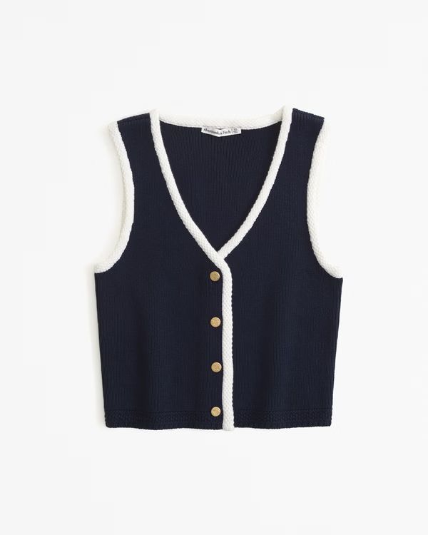 The A&F Mia Cable Button-Up Sweater Vest | Abercrombie & Fitch (US)