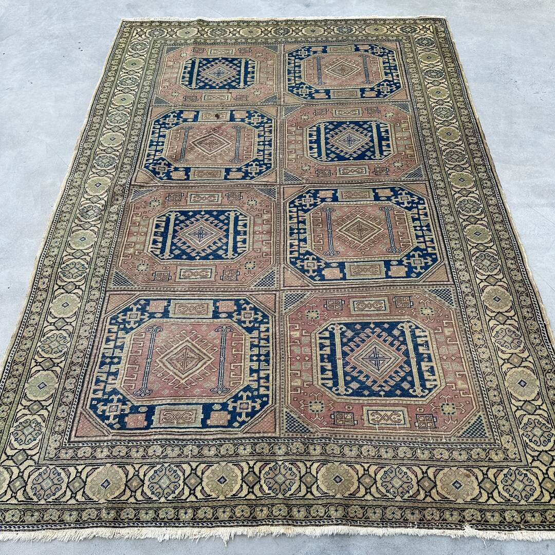 6x7 Ft Area Rugs, Vintage Rug, Turkish Rug, Antique Kaiseri Rug, Rugs for Salon, 5.1x7 Ft Green R... | Etsy (US)