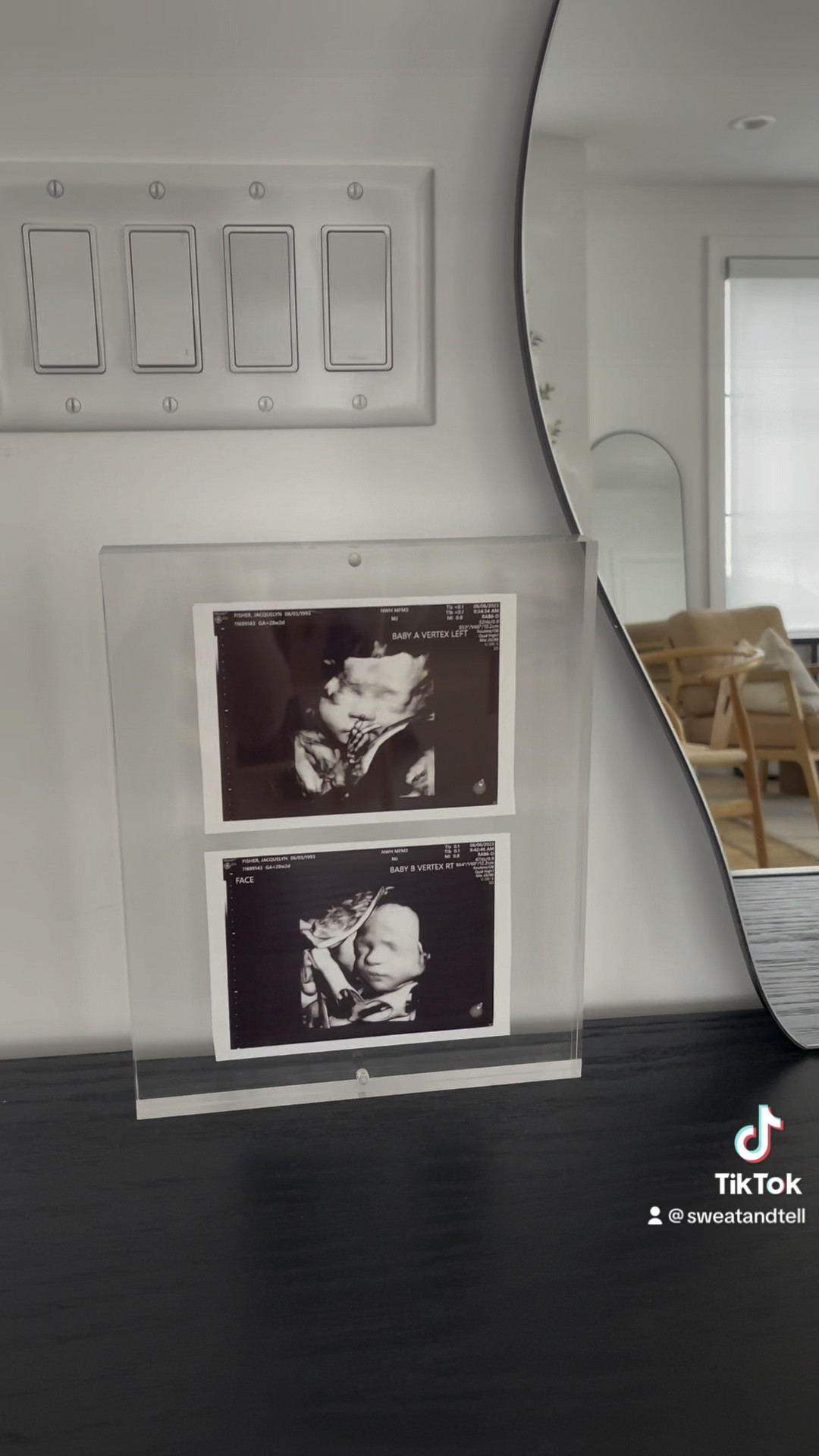 Love updating this frame with our ultrasounds so I can see our girls’ faces everyday! #ultrasound #pregnancy