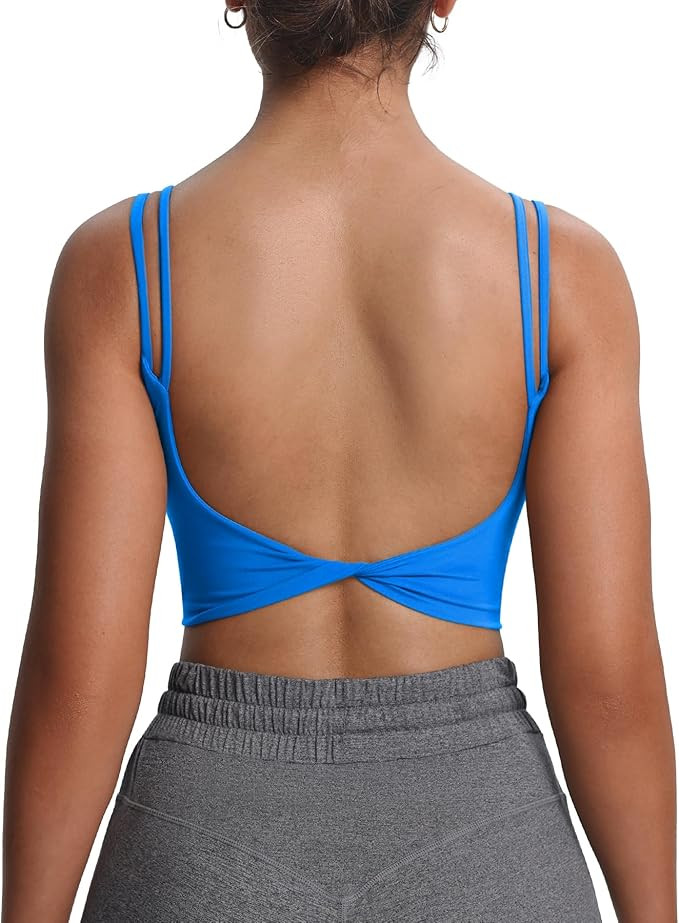Aoxjox Women's Workout Sports Bras Fitness Yoga Crop Tank Twist Back Cami | Amazon (US)