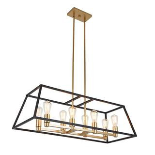 Artika Carter 8-Light Black Geometric Industrial Caged Island Chandelier for Kitchen Dining Room ... | The Home Depot