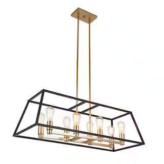 Artika Carter 8-Light Black Geometric Industrial Caged Island Chandelier for Kitchen Dining Room ... | The Home Depot