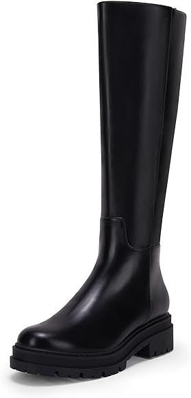 Women's Knee High Platform Boots Chunky Block Heel Side Zipper Fall Boots Winter Riding Boots | Amazon (US)