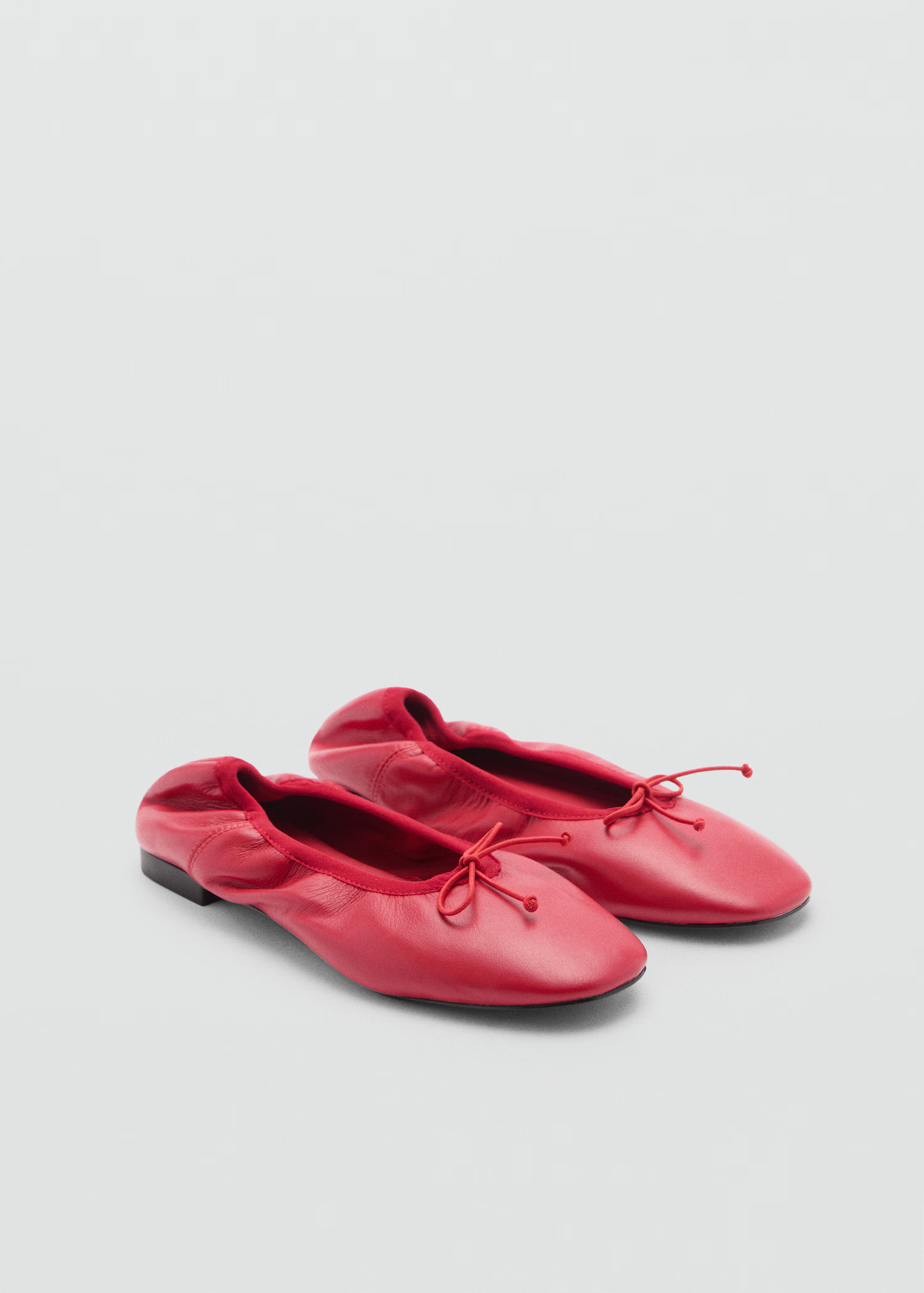 Leather ballet flats with bow | MANGO (US)