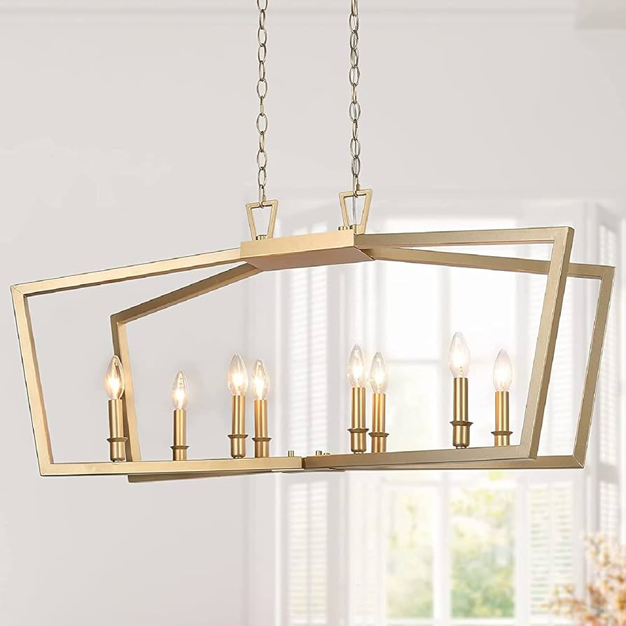 Durent Lighting Gold Chandelier, Modern Chandelier Light Fixture with 8 Lights for Kitchen Island... | Amazon (US)